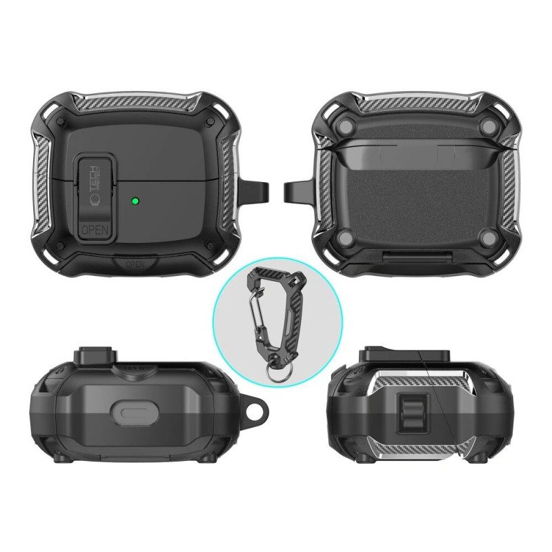 Capa Carbonox MagSafe Tech-Protect THP4736 para Samsung Galaxy Buds 3 / 3 FE / 3 Pro, preta
