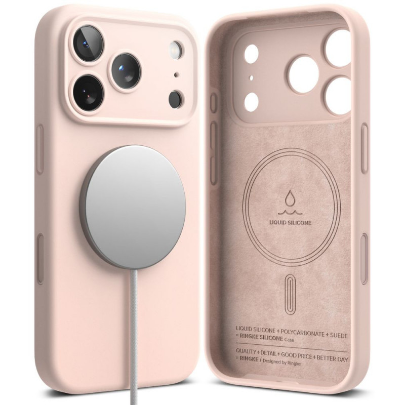 Capa Ringke Silicone Magnética MagSafe para Apple iPhone 18 Pro, Pink Sand