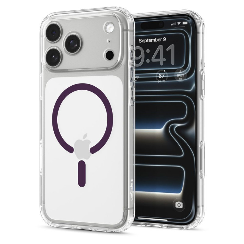 Capa Ultra Hybrid MagSafe Spigen para Apple iPhone 17 Pro / 18 Pro, transparente/bordô