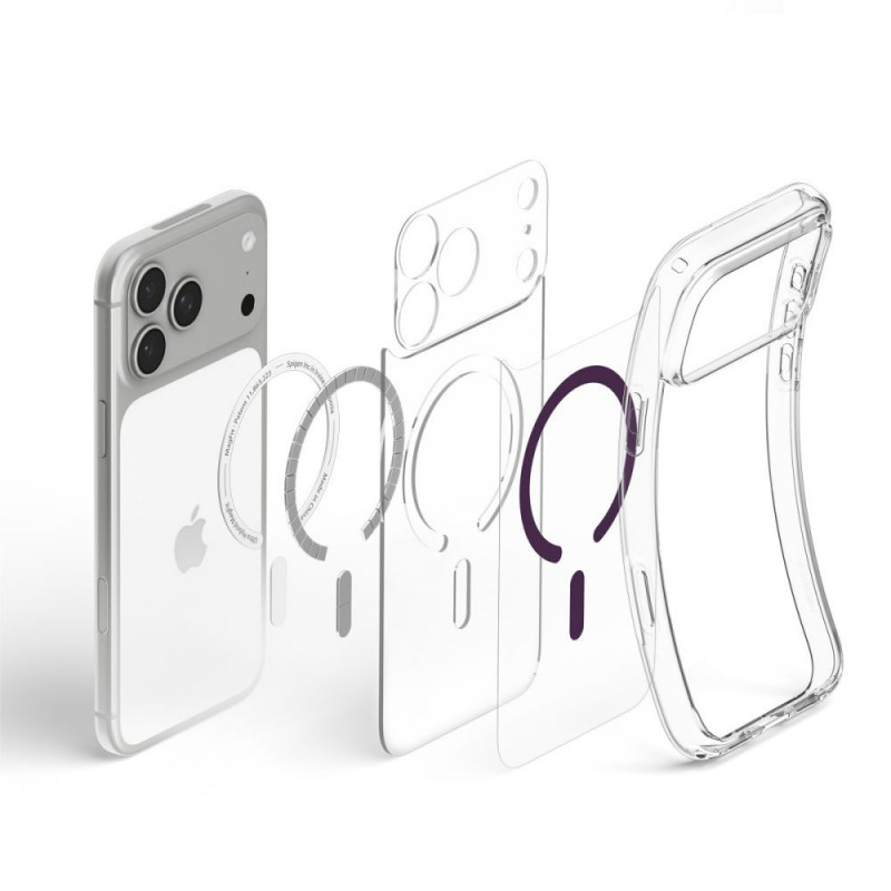 Capa Ultra Hybrid MagSafe Spigen para Apple iPhone 17 Pro Max / 18 Pro Max, transparente/bordô