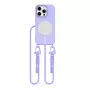 Capa MagSafe Tech-Protect Magnecklace com cordão para Apple iPhone 16 Pro, roxa