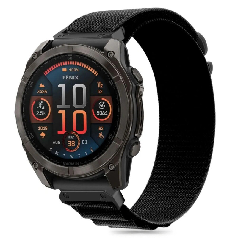 Pulseira Tech-Protect Nylon Pro para Garmin Fenix 5 / 6 / 6 Pro / 7 / 8 (47 mm) / E, preta