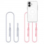 Capa Tech-Protect FlexAir Chain MagSafe para Apple iPhone 16, transparente, com cordões cinzento e rosa