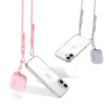 Capa Tech-Protect FlexAir Chain MagSafe para Apple iPhone 16, transparente, com cordões cinzento e rosa