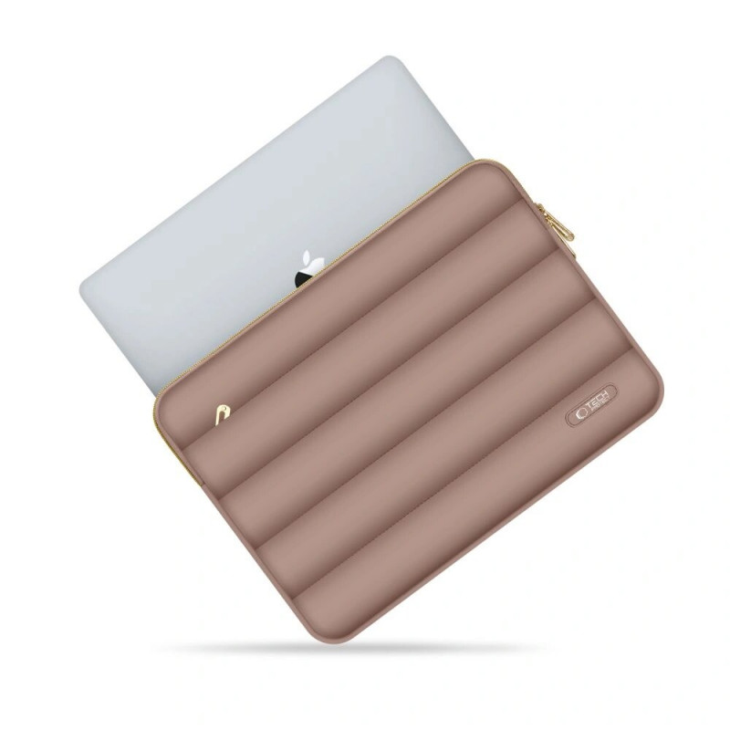 Capa Tech-Protect Puffy para portátil 13-14" com bolsa de acessórios, Walnut
