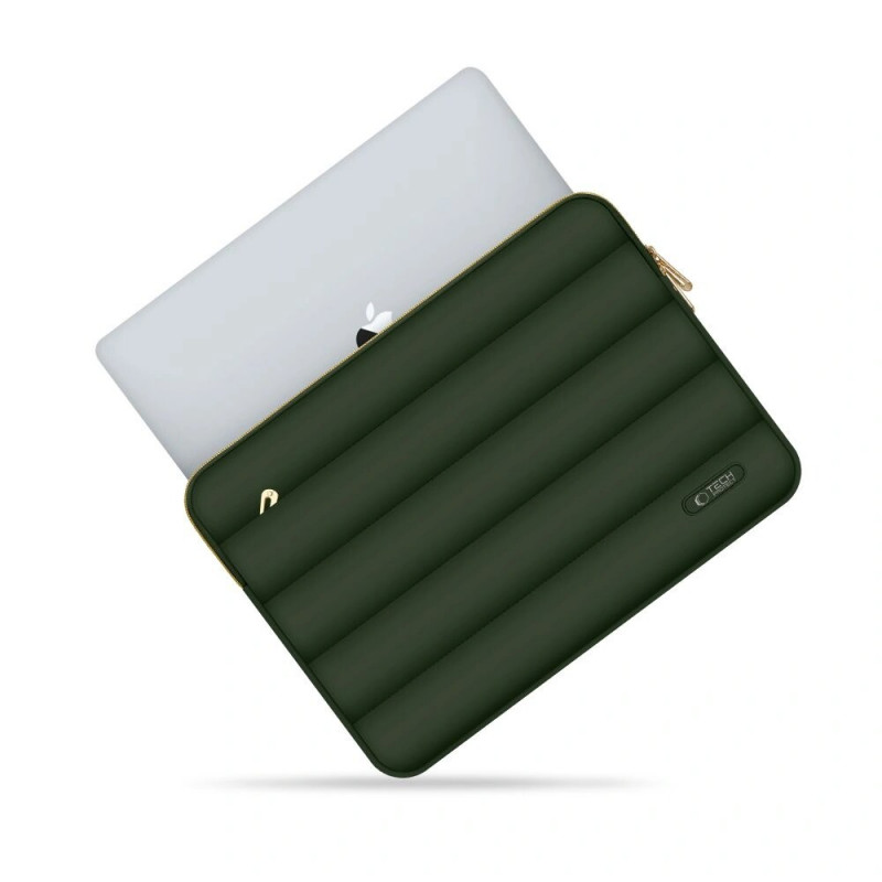 Capa Tech-Protect Puffy para portátil 15-16" com bolsa de acessórios, verde militar