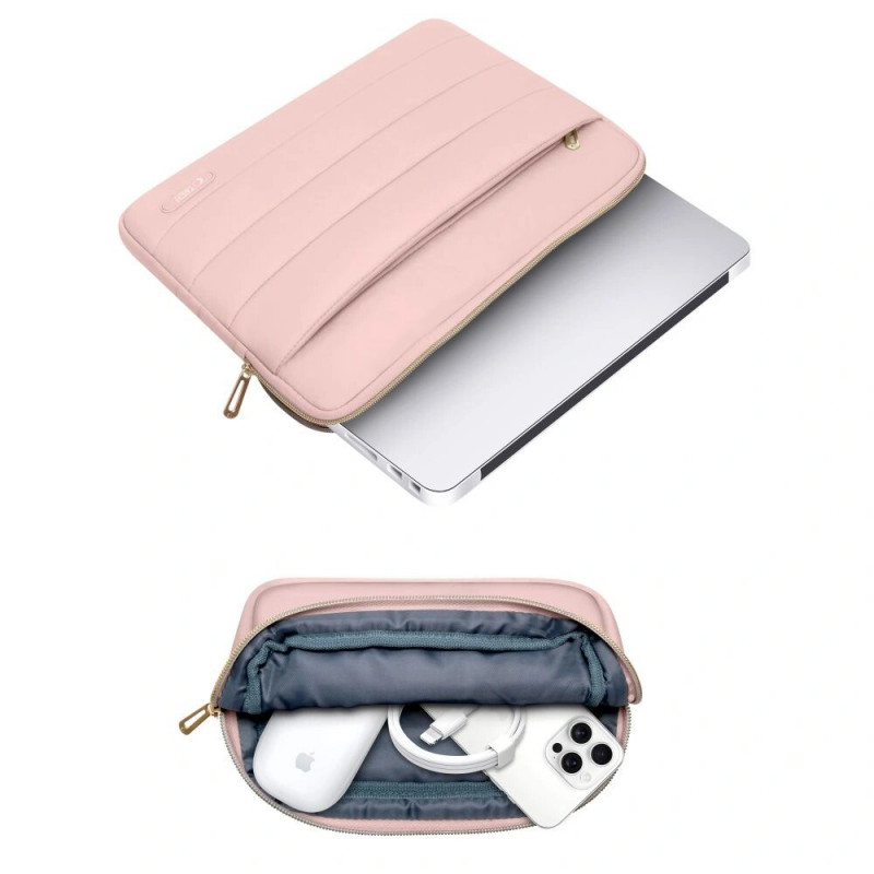 Capa Tech-Protect Puffy para portátil 13-14" com bolsa para acessórios, Dusty Rose