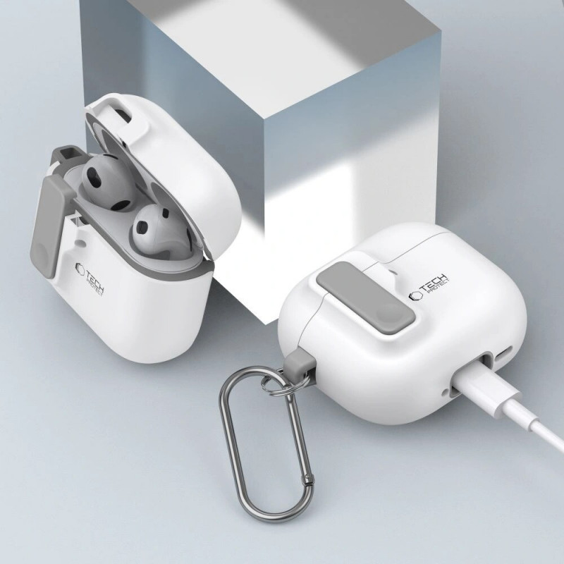 Capa Tech-Protect Slim Hook para Apple AirPods 4, Branca