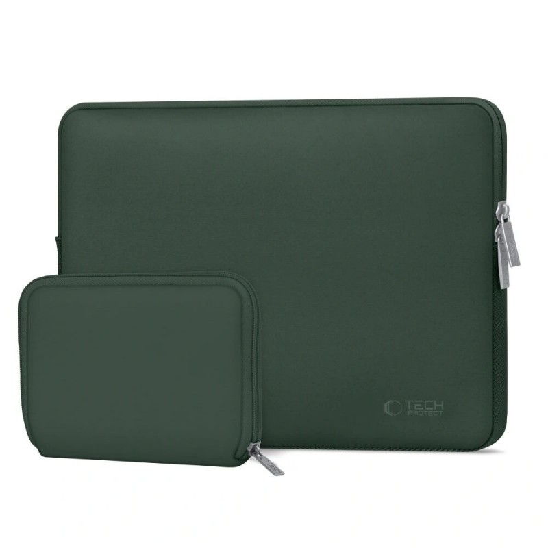 Capa Tech-Protect NeoSlim para portátil 15-16" com bolsa de acessórios, Midnight Green
