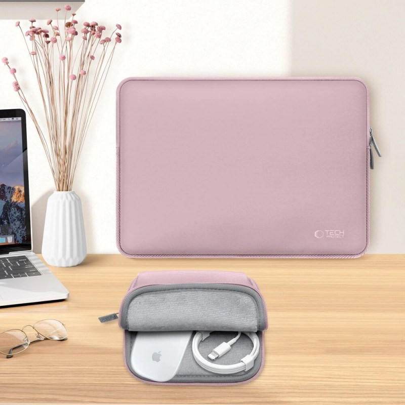 Capa Tech-Protect NeoSlim para portátil 15-16" com bolsa de acessórios, Dusty Rose