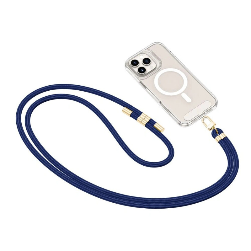 Correia para telemóvel Tech-Protect C7S Rope Crossbody, azul-marinho/dourado