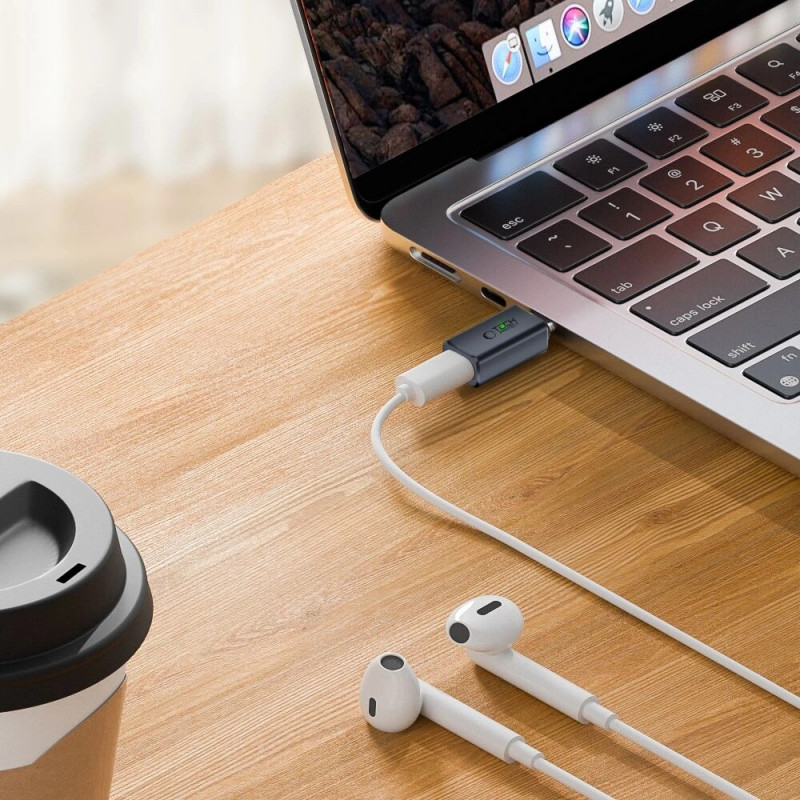 Adaptador de áudio Tech-Protect UltraBoost USB-C para Lightning, cinzento