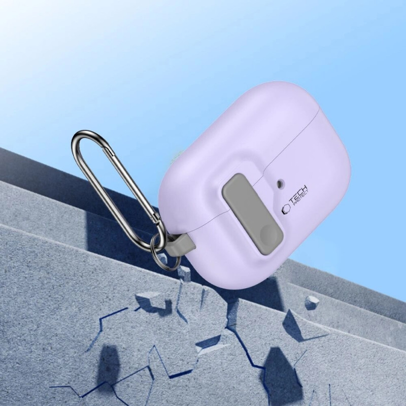 Capa Tech-Protect Slim Hook com mosquetão para Apple AirPods Pro 1 / 2, lavanda