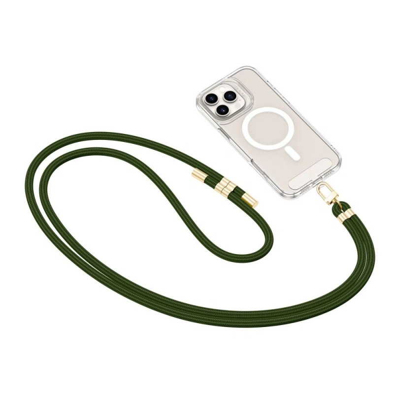 Correia para telemóvel Tech-Protect C7S Rope Crossbody, verde caçador/dourado