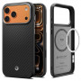 Capa Spigen Enzo Aramid T Mag MagSafe para Apple iPhone 17 Pro Max / 18 Pro Max, preta/prateada