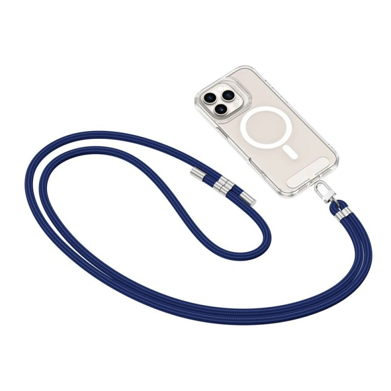 Correia de telefone Tech-Protect C7S Rope Crossbody, azul-marinho/prateado