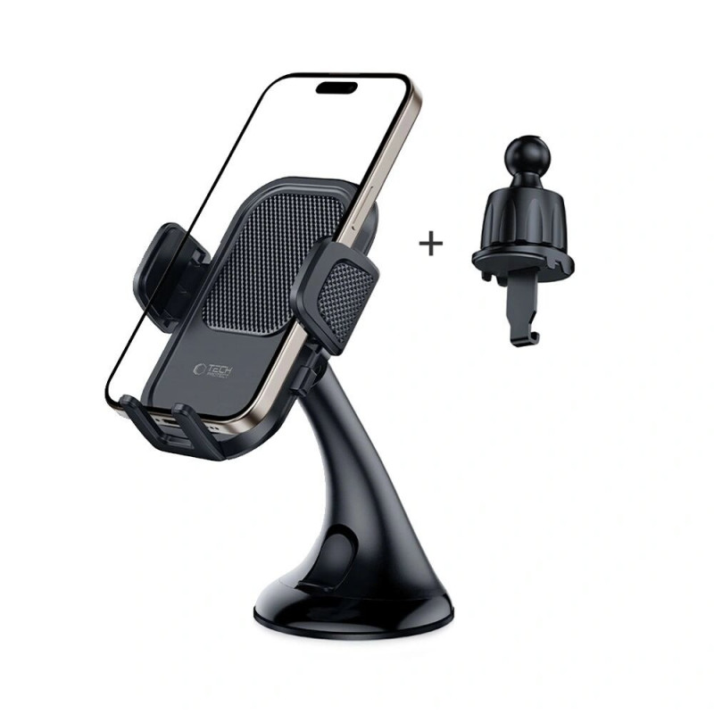Suporte universal para telemóvel para automóvel Tech-Protect V8 para painel e saída de ar, preto