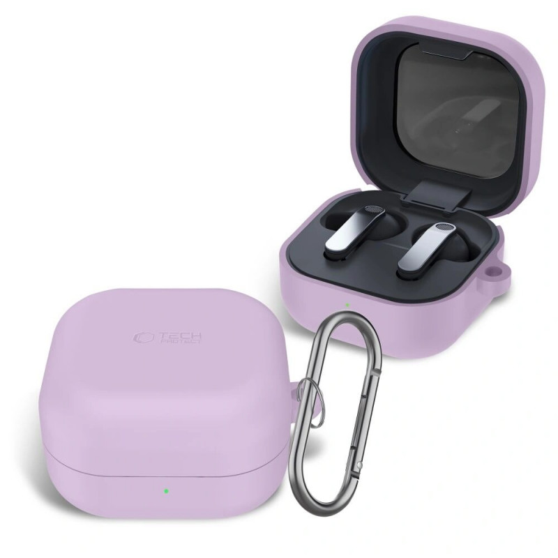 Capa de silicone com gancho Tech-Protect para Samsung Galaxy Buds 4 / 4 Pro, lavanda