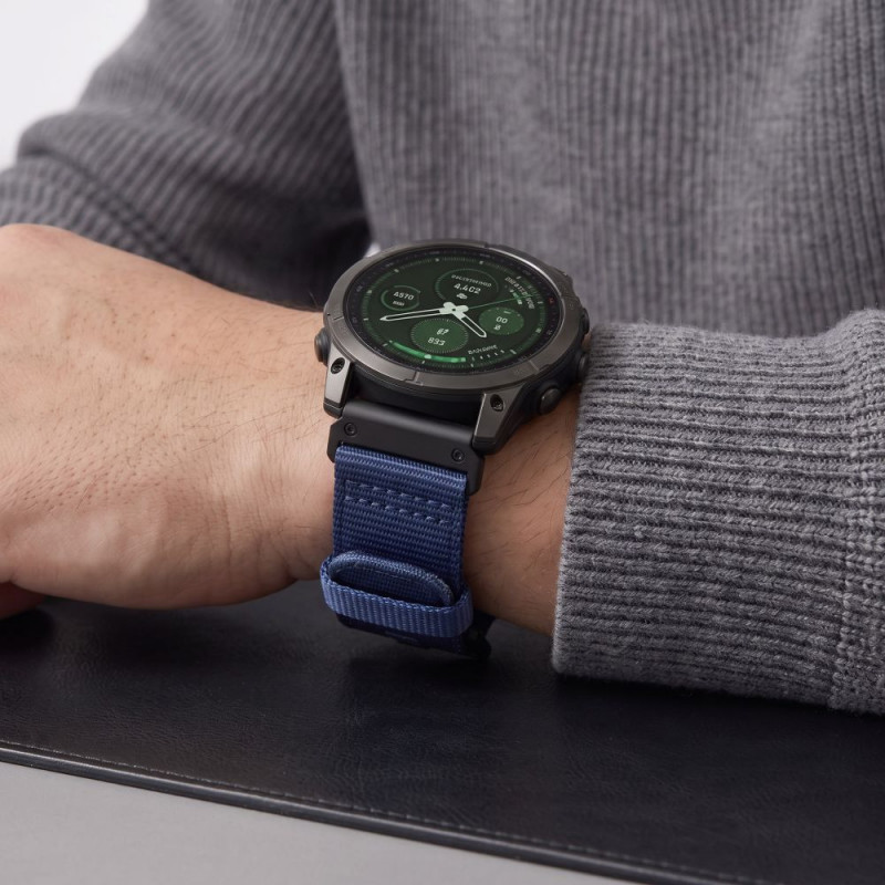 Pulseira de relógio Tech-Protect Nylon Classic para Garmin Fenix 5X / 5X Plus / 6X / 6X Pro / 7X / 8 / 8 Pro / 9 / 9 Pro 47 mm, Midnight Navy