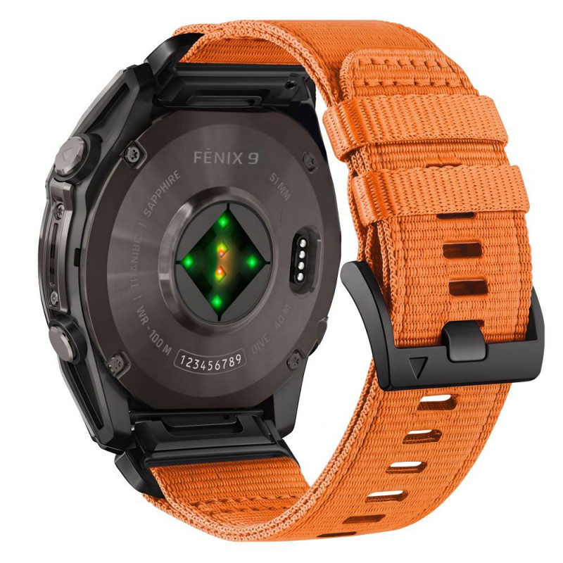 Pulseira de relógio Tech-Protect Nylon Classic para Garmin Fenix 5X / 5X Plus / 6X / 6X Pro / 7X / 8 / 8 Pro / 9 / 9 Pro 47 mm, laranja sinal