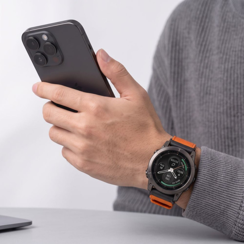 Pulseira de relógio Tech-Protect Nylon Classic para Garmin Fenix 5X / 5X Plus / 6X / 6X Pro / 7X / 8 / 8 Pro / 9 / 9 Pro 47 mm, laranja sinal