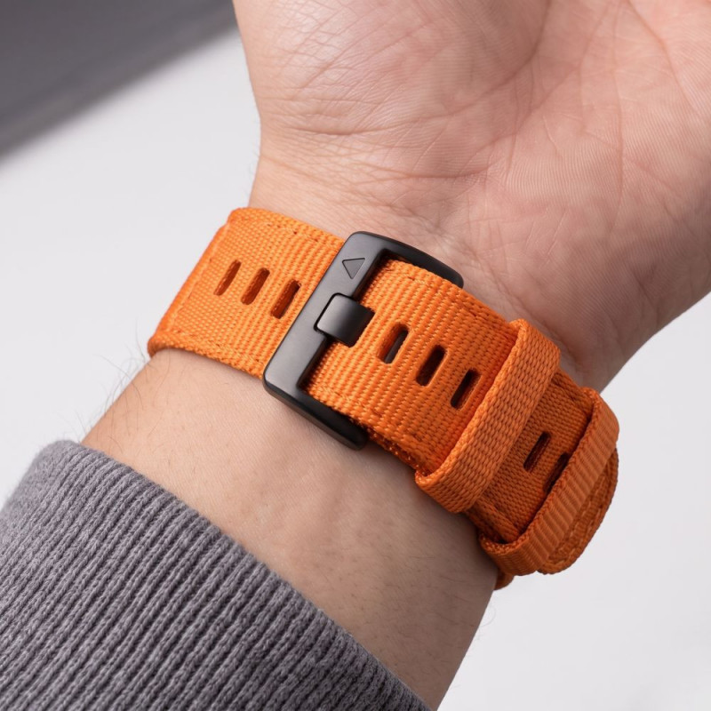 Pulseira de relógio Tech-Protect Nylon Classic para Garmin Fenix 5X / 5X Plus / 6X / 6X Pro / 7X / 8 / 8 Pro / 9 / 9 Pro 47 mm, laranja sinal
