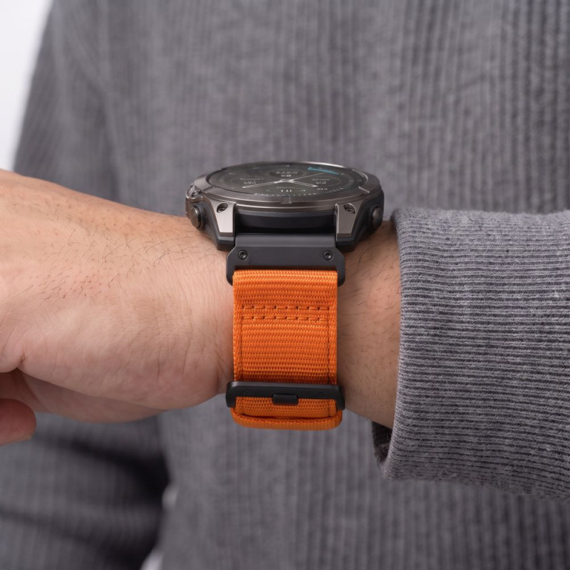 Pulseira de relógio Tech-Protect Nylon Classic para Garmin Fenix 5X / 5X Plus / 6X / 6X Pro / 7X / 8 / 8 Pro / 9 / 9 Pro 47 mm, laranja sinal