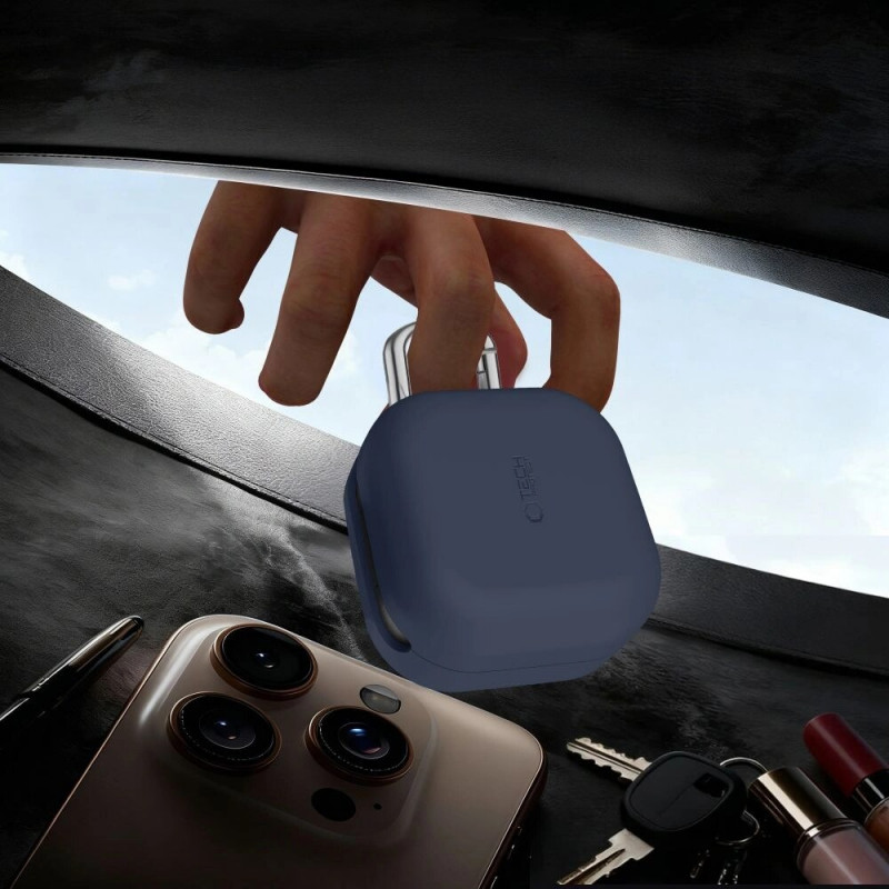 Capa com gancho em silicone Tech-Protect para Samsung Galaxy Buds 4 / 4 Pro, rosa empoeirado