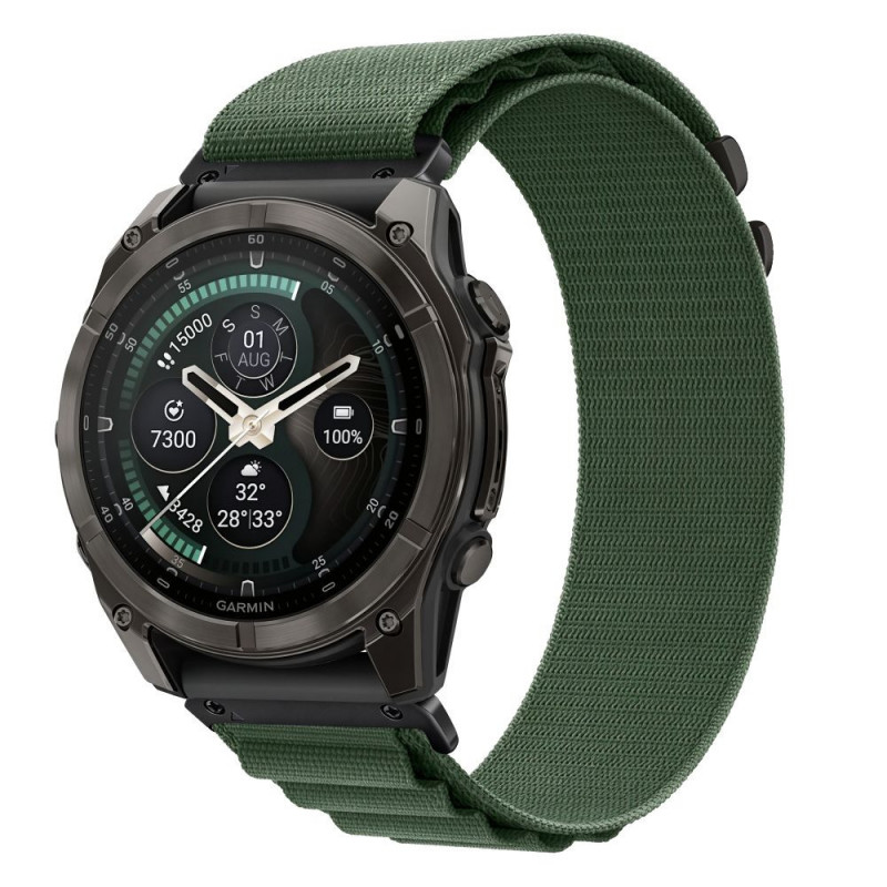 Pulseira Tech-Protect Nylon Pro para Garmin Fenix 5X / 5X Plus / 6X / 6X Pro / 7X / 8 / 8 Pro / 9 / 9 Pro (47 mm), verde militar