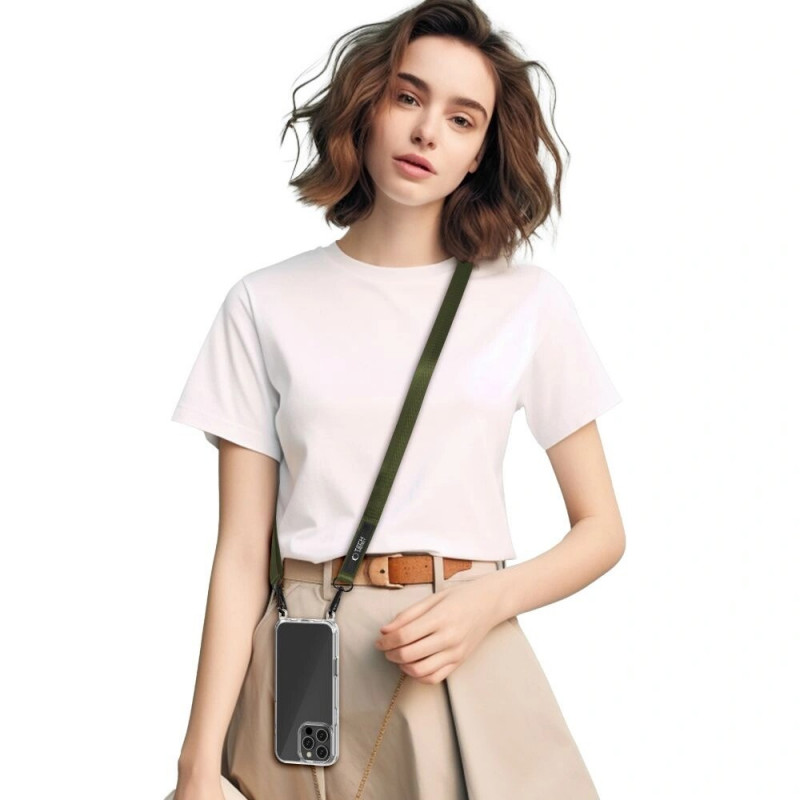 Tech-Protect C6S Rope Crossbody cordão para telemóvel 2-em-1, Cargo Khaki (verde-azeitona)