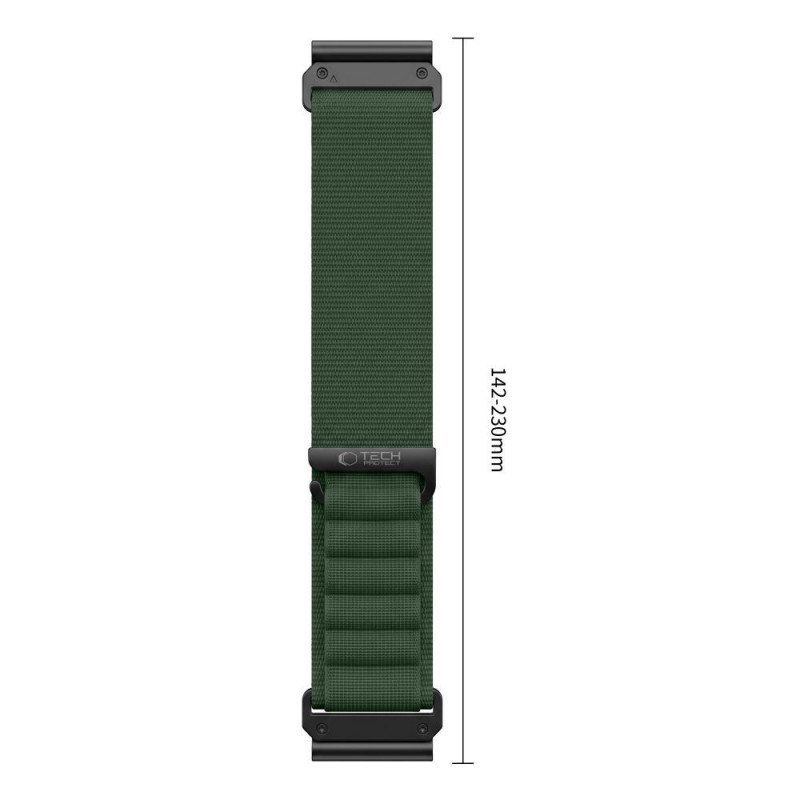 Pulseira Tech-Protect Nylon Pro THP6036 para Garmin Fenix 5X / 5X Plus / 6X / 6X Pro / 7X / 8 / 8 Pro / 9 / 9 Pro (51 mm), verde militar