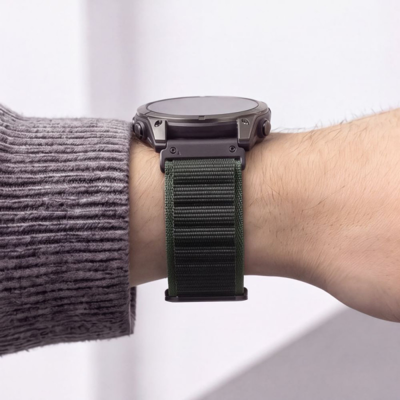 Pulseira Tech-Protect Nylon Pro THP6034 para Garmin Fenix 5X / 5X Plus / 6X / 6X Pro / 7X / 8 / 8 Pro / 9 / 9 Pro (51 mm), verde / preta