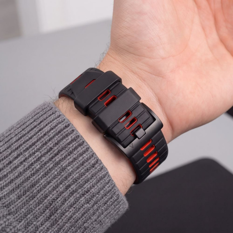 Pulseira Tech-Protect Iconband Pro THP6038 para Garmin Fenix 5X / 5X Plus / 6X / 6X Pro / 7X / 8 / 8 Pro / 9 / 9 Pro (51 mm), preta / vermelha