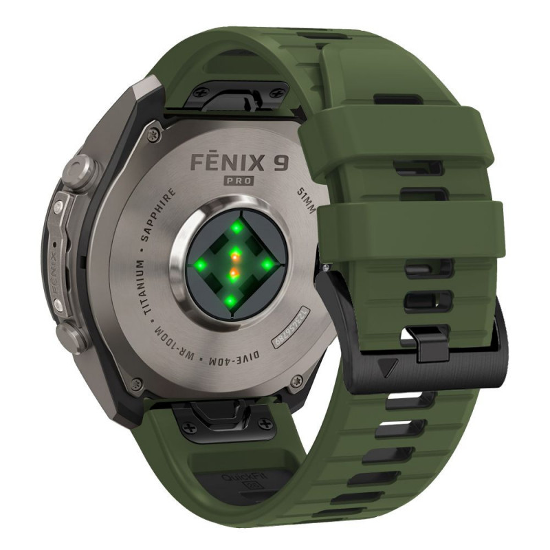Pulseira Tech-Protect Iconband Pro THP6041 para Garmin Fenix 5X / 5X Plus / 6X / 6X Pro / 7X / 8 / 8 Pro / 9 / 9 Pro (51 mm), verde / preto