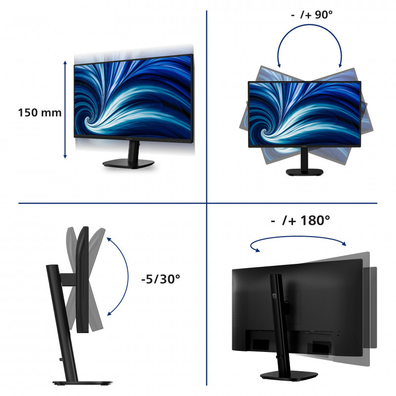 Monitor LED Philips 3000 Series 27B2N3200A/00 de 27 polegadas, IPS, Full HD, preto