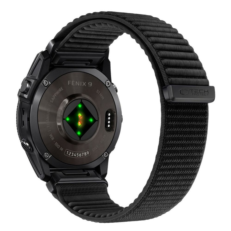 Pulseira Tech-Protect NylonLoop THP6104 para Garmin Fenix 5X / 5X Plus / 6X / 6X Pro / 7X / 8 / 8 Pro / 9 / 9 Pro (51 mm), preta