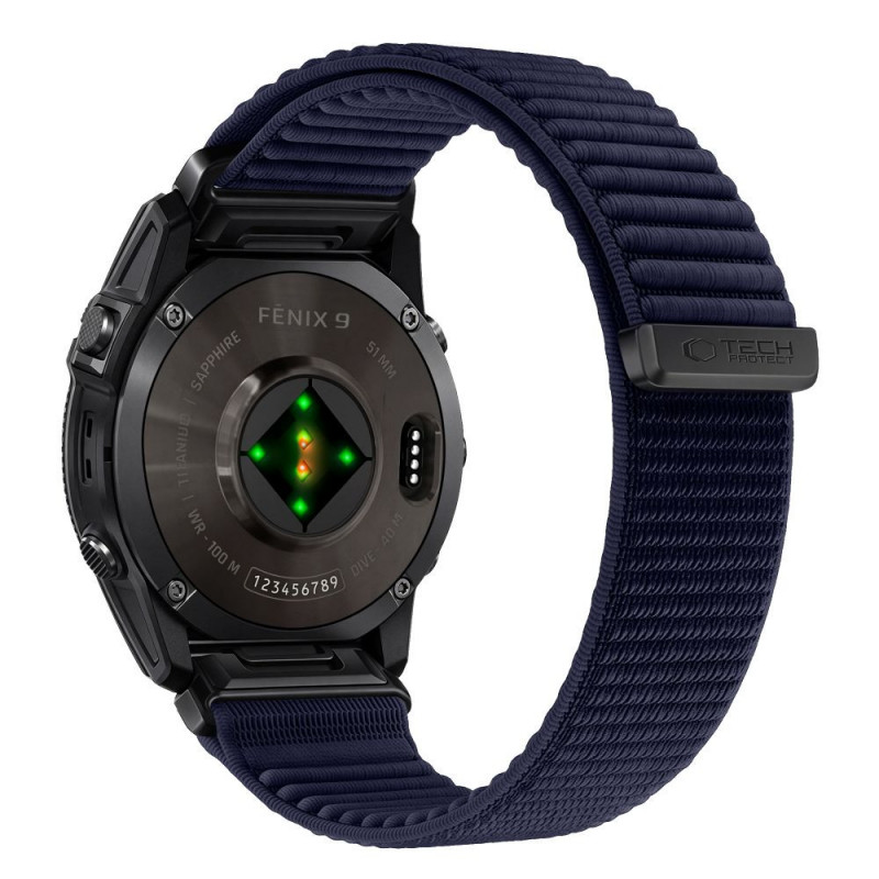 Pulseira Tech-Protect NylonLoop THP6105 para Garmin Fenix 5X / 5X Plus / 6X / 6X Pro / 7X / 8 / 8 Pro / 9 / 9 Pro (51 mm), azul-marinho