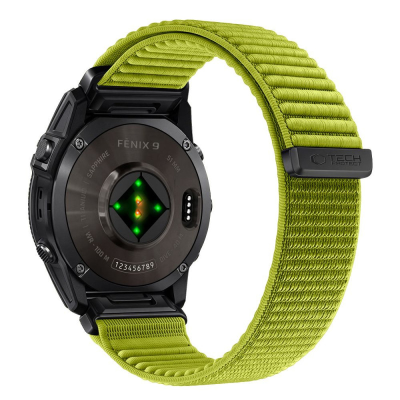 Pulseira Tech-Protect NylonLoop THP6106 para Garmin Fenix 5X / 5X Plus / 6X / 6X Pro / 7X / 8 / 8 Pro / 9 / 9 Pro (51 mm), electric lime