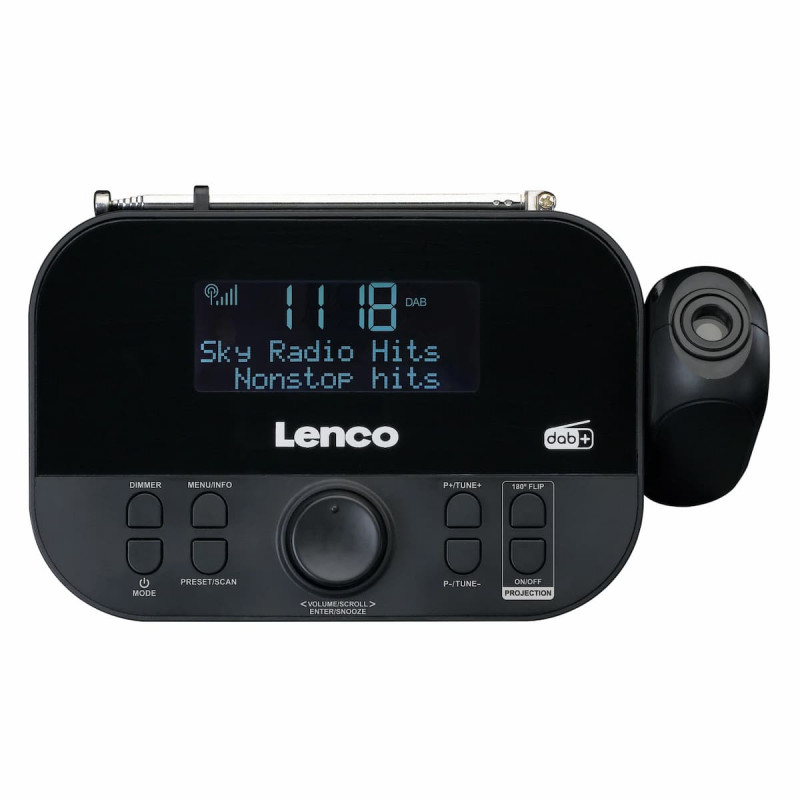 Lenco CR-615BK Rádio-despertador com projeção, DAB+/FM, preto