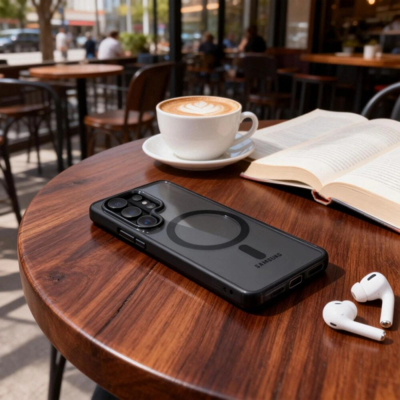 Capa Tech-Protect Magmat MagSafe para Samsung Galaxy S26 Ultra, preta/transparente