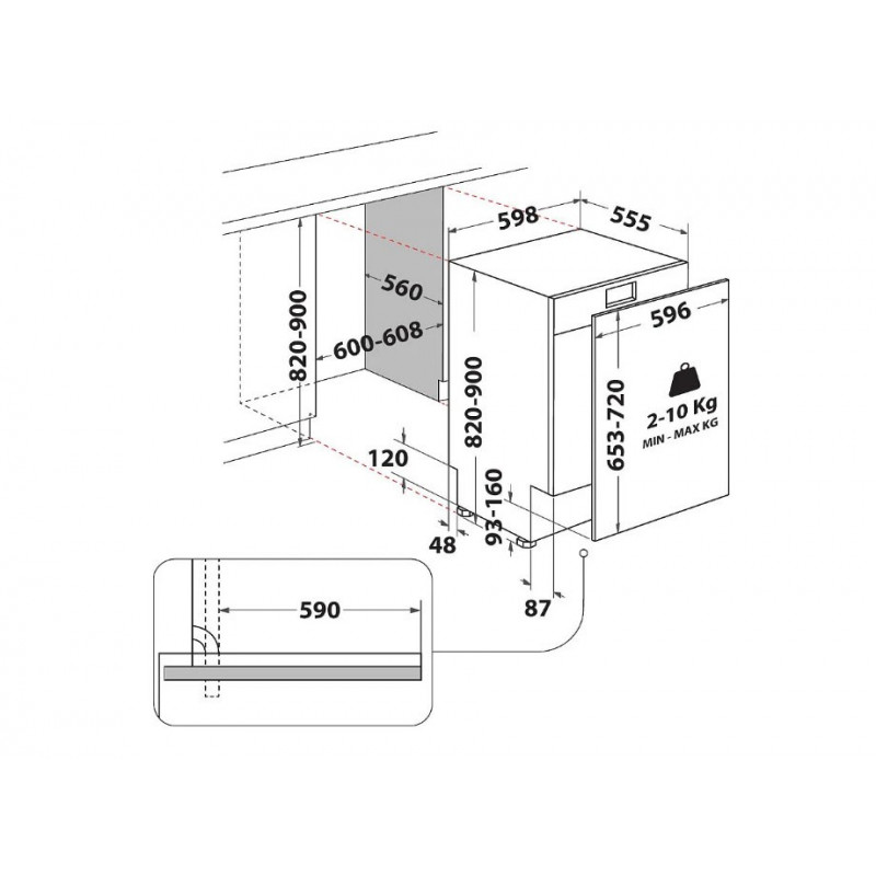 Máquina de lavar loiça encastrável Whirlpool WH7ITD14C6N6, 60 cm, 46 dB, 14 conjuntos de louça