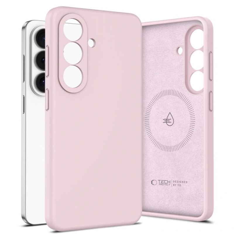 Capa Tech-Protect Silicone MagSafe para Samsung Galaxy S26+, rosa pérola