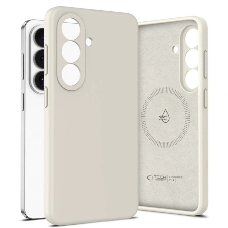 Capa de silicone MagSafe Tech-Protect para Samsung Galaxy S26+, Cosmic Latte