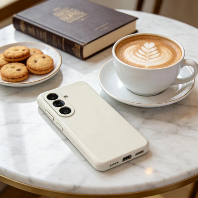 Capa de silicone MagSafe Tech-Protect para Samsung Galaxy S26+, Cosmic Latte
