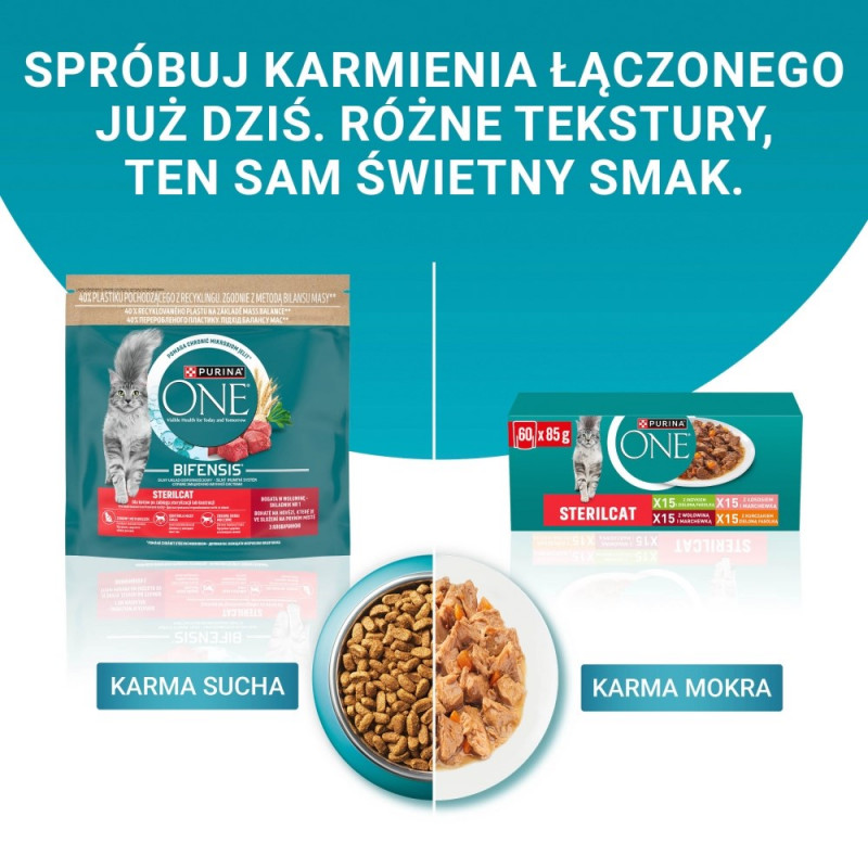 Purina ONE Sterilcat Comida para Gato, Vaca e Cenoura, 60 x 85 g