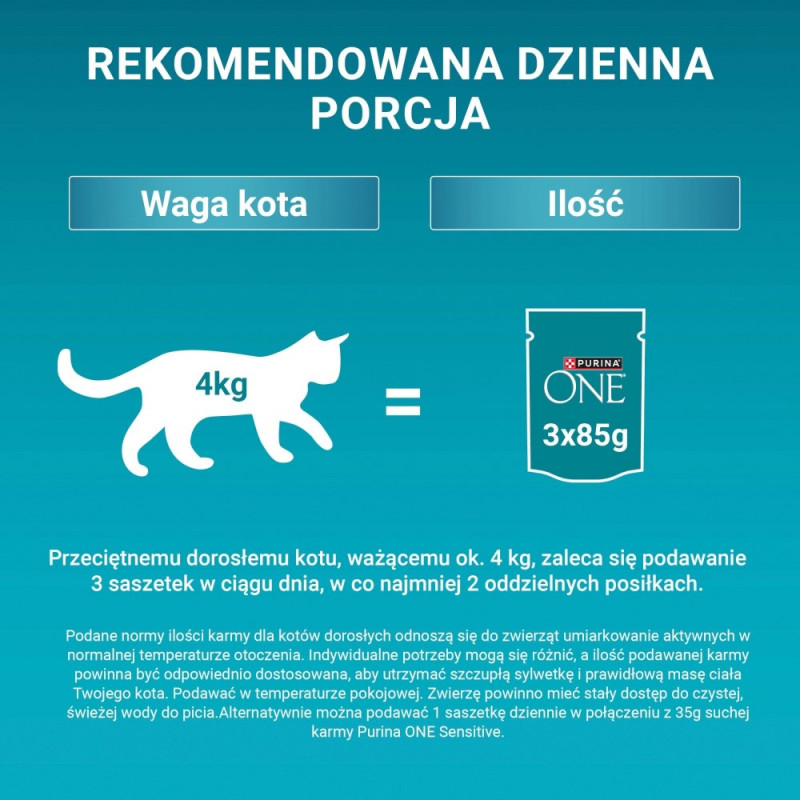 Purina ONE Sensitive comida para gatos, frango e cenoura, 60 x 85 g