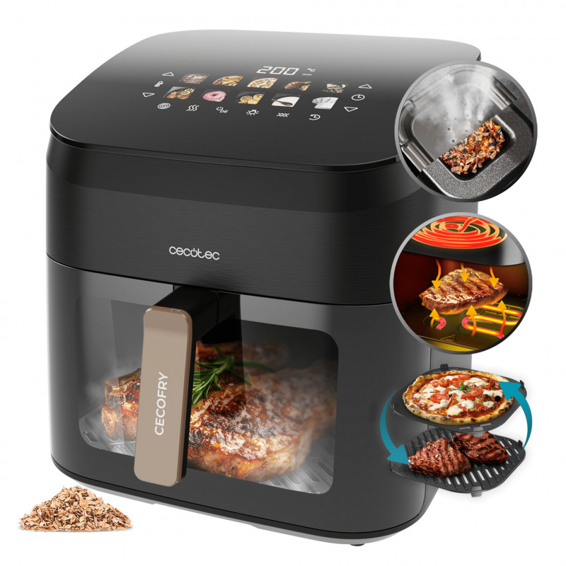 Fritadeira sem óleo Cecotec Cecofry&Grill Smokin' 8500, 8,5 L, 2200 W, preta