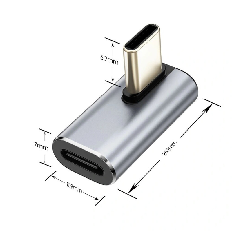 Adaptador USB-C angular Tech-Protect UltraBoost AA03, cinzento