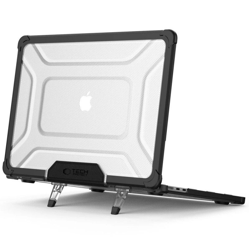 Capa Tech-Protect SmartShell Pro para Apple MacBook Air 13" (M2/M3/M4/M5) 2023-2025, preta/transparente