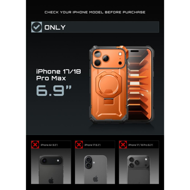 Capa Supcase UB Grip Mag MagSafe para Apple iPhone 17 Pro Max / 18 Pro Max, Coral
